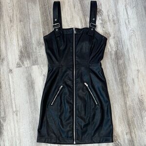 Divided Black PU Leather Dress